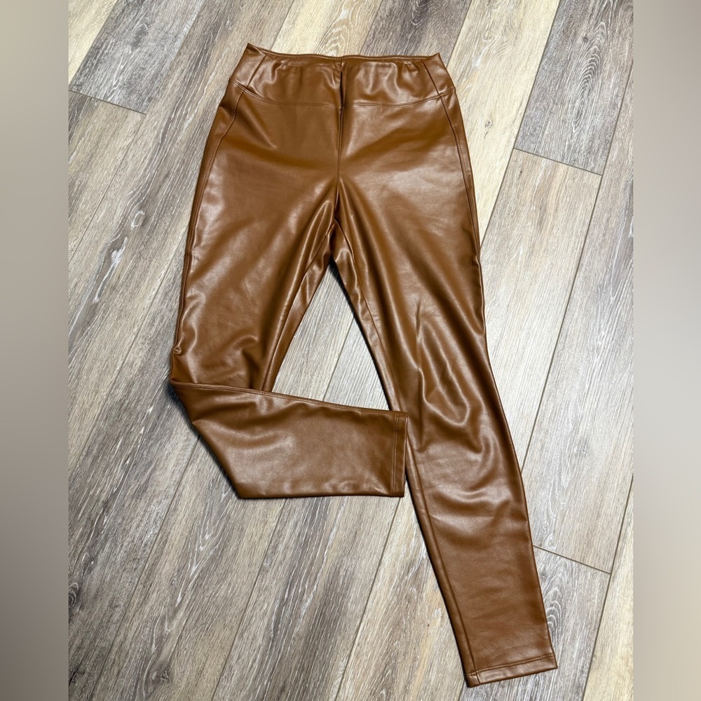 #12) GAP Tan Faux Leather Legging pants